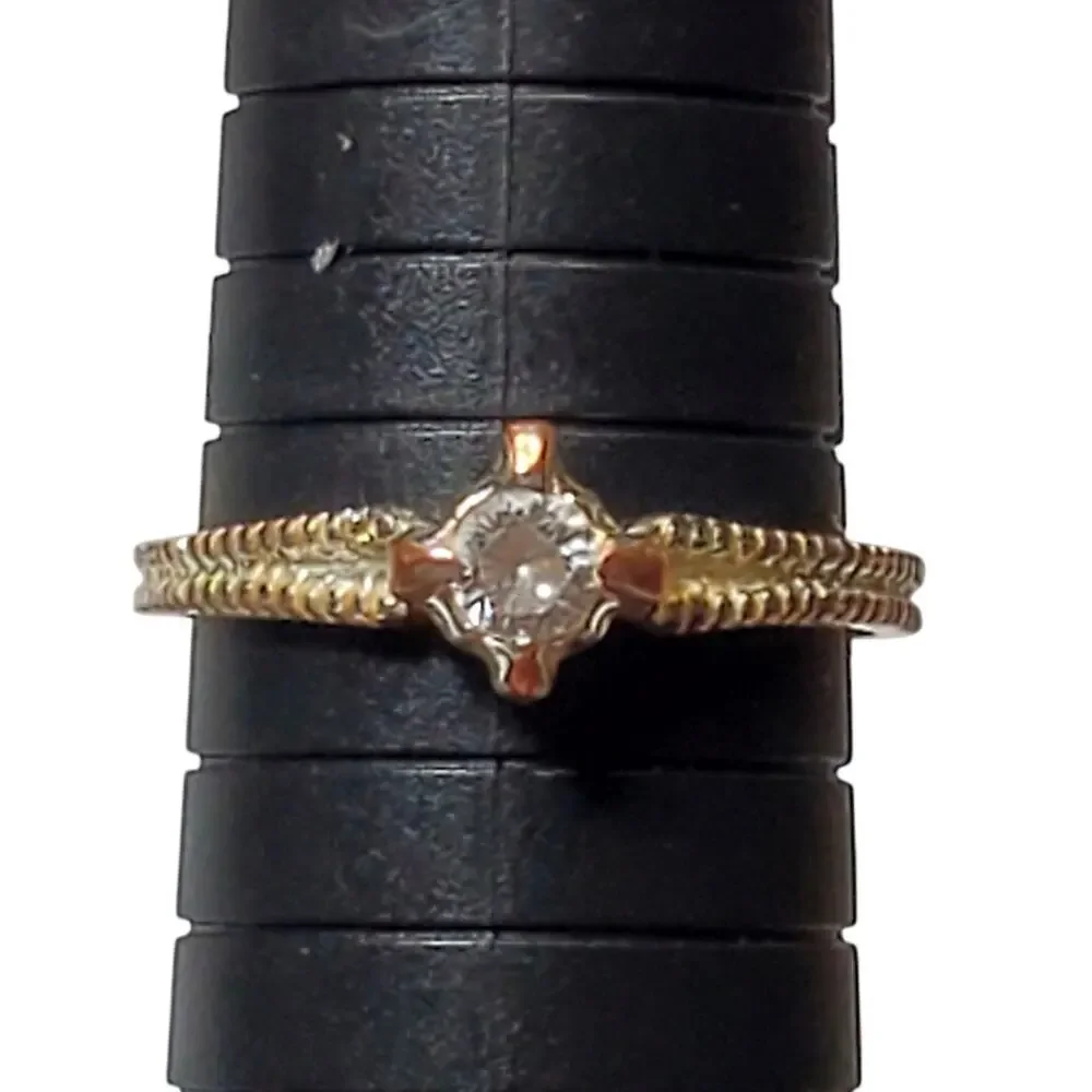 Silver Tone Clear Rhinestone Size 10 - Picture 1 of 4